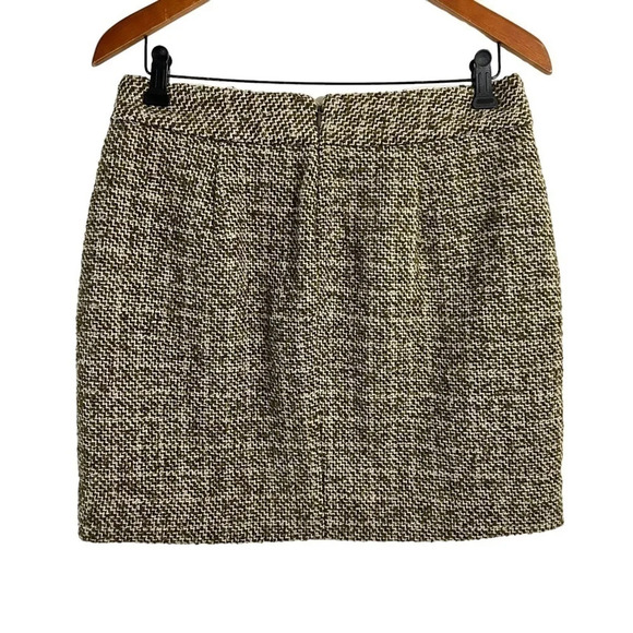 Banana Republic Wool Blend Skirt 6 Olive Green Cream Lined Pencil Above Knee - Picture 3 of 7